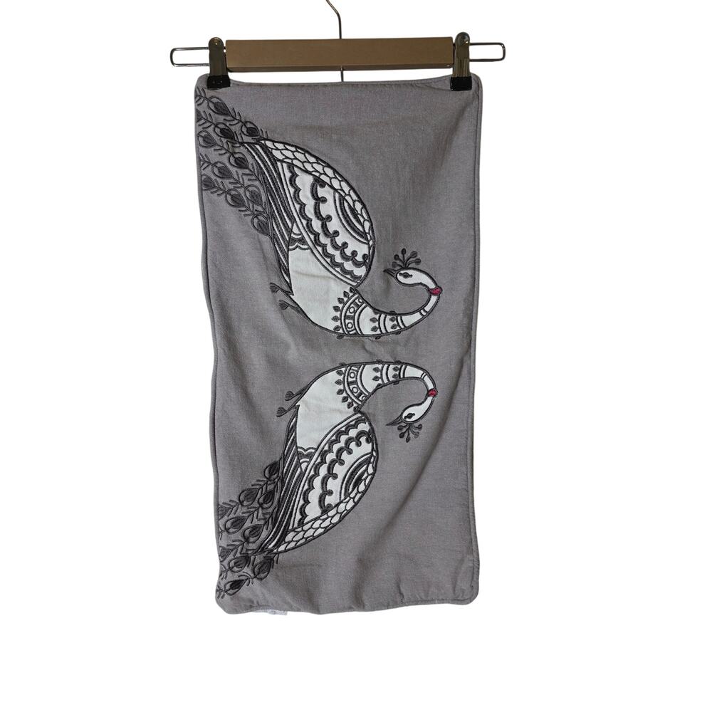 LEVTEX HOME Gray Palisades Peacocks Decorative Accent Pillow Cover 12x24